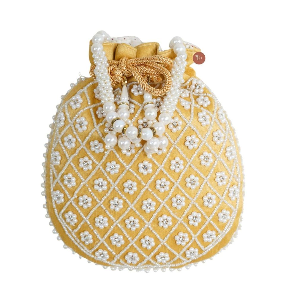 Potli Bag Beaded Pearl Potli Pouch Traditional Bridal Potli :>